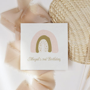 Watercolor Rainbow Pink Pasta Geburtstagsparty Serviette