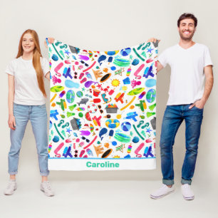 Watercolor Rainbow Summer Fun Kids Pattern Fleecedecke