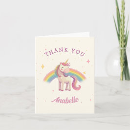 Watercolor Rainbow Unicorn Geburtstagsparty Dankeskarte