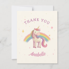 Watercolor Rainbow Unicorn Geburtstagsparty Dankeskarte