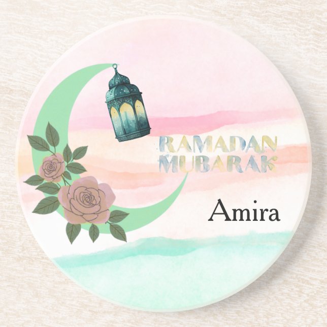 Watercolor Ramadan – Halbmond  Getränkeuntersetzer (Vorne)