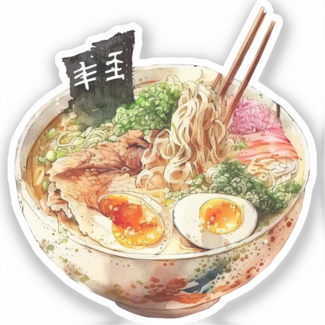 Watercolor Ramen Delights Aufkleber (Vorderseite)