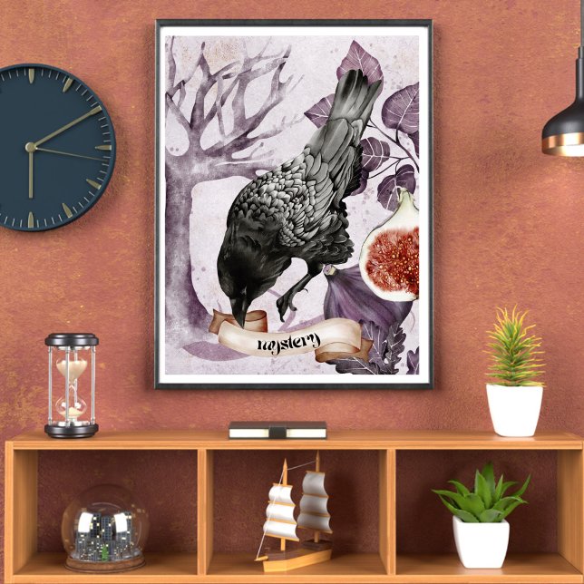 Watercolor Raven Purple Fantasy Gothic Nature Art  Poster (Von Creator hochgeladen)