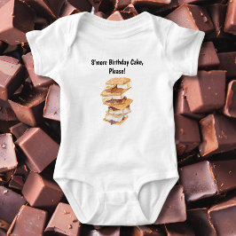 Watercolor Realistic S'mores Kinderkind's Birthday Baby Strampler
