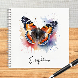 Watercolor Red Admiral Butterfly Personalized Notizbuch