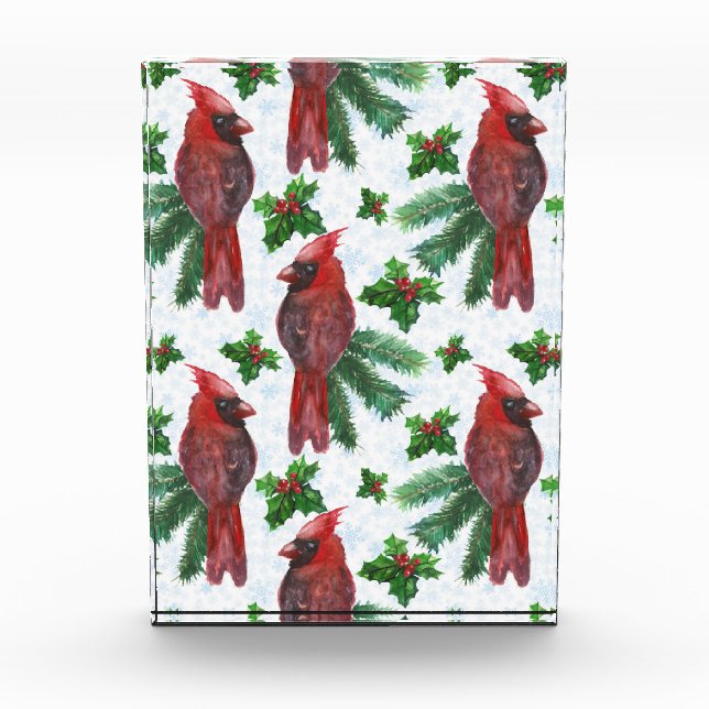 Watercolor Red Cardinal Bird Fotoblock (Vorderseite)