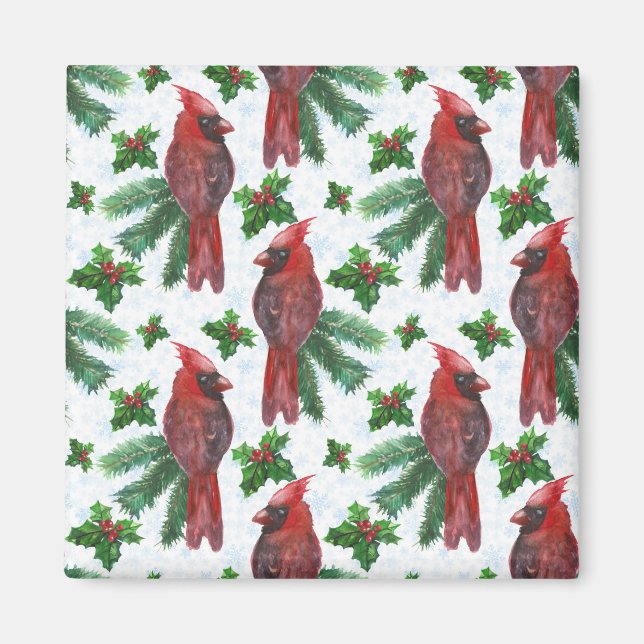 Watercolor Red Cardinal Bird Magnet (Vorne)