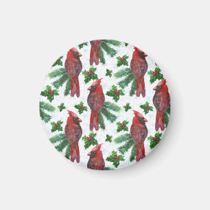 Watercolor Red Cardinal Bird Magnet