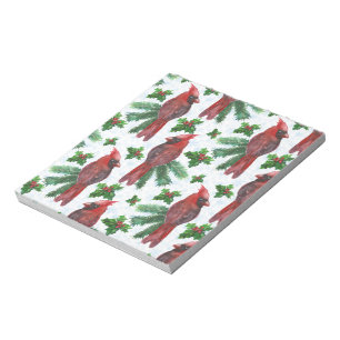 Watercolor Red Cardinal Bird Notizblock