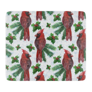Watercolor Red Cardinal Bird Schneidebrett