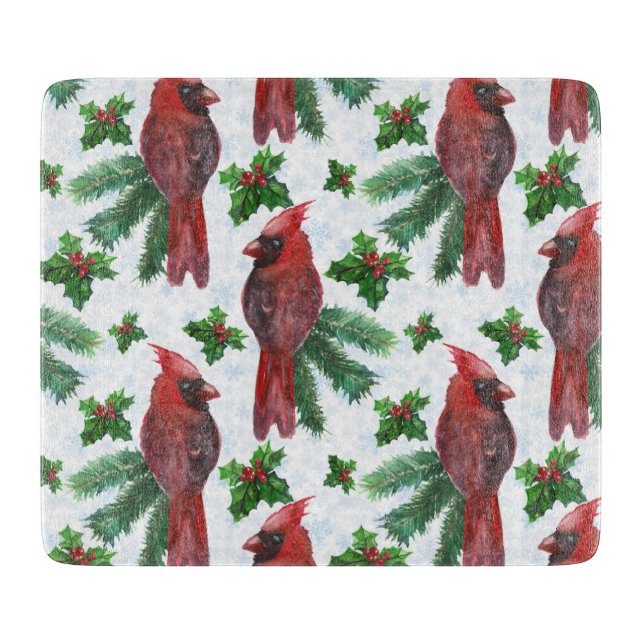 Watercolor Red Cardinal Bird Schneidebrett (Vorderseite)