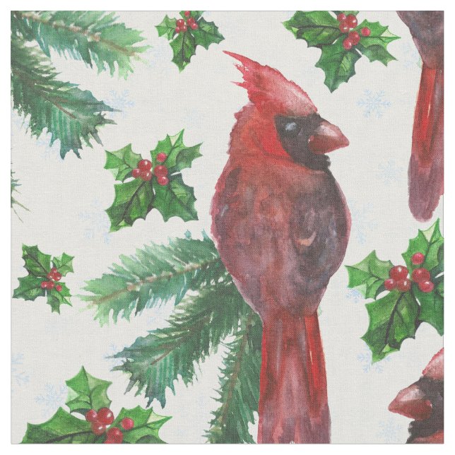Watercolor Red Cardinal Bird Stoff (Nahaufnahme)