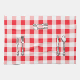 Watercolor Red Check  Geschirrtuch