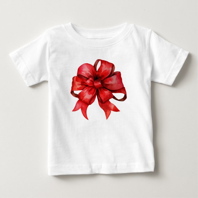 Watercolor Red Christmas Bow Baby T-shirt (Vorderseite)