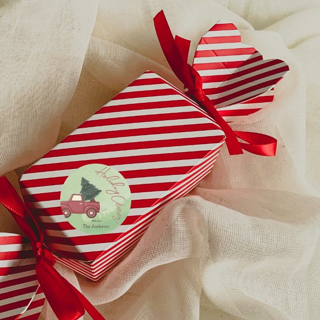 Watercolor Red Farm Truck Christmas Tree Sticker (Créateur téléchargé)