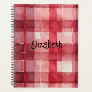 Watercolor Red Kariert Planer