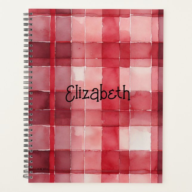 Watercolor Red Kariert Planer (Vorderseite)