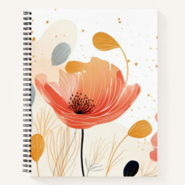 Watercolor red poppy painting notizbuch