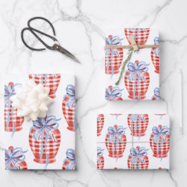 Watercolor Red White & Blue Patriotic Ginger Jar Geschenkpapier Set
