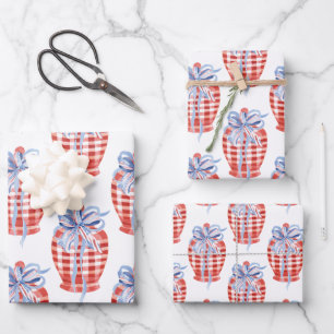 Watercolor Red White & Blue Patriotic Ginger Jar Geschenkpapier Set