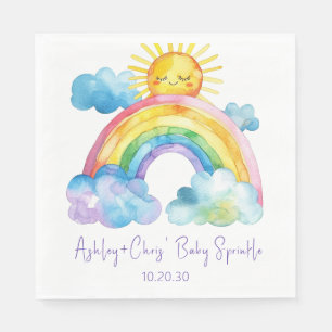 Watercolor-Regenbogen-Baby-Sprinkle Serviette