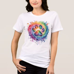 Watercolor-Regenbogen-Pfotenabdruck-T-Shirt Tri-Blend Shirt