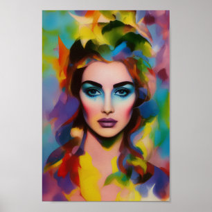 Watercolor Regenbogen Prinzessin - Digitaler Kunst Poster