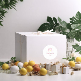 Watercolor Regenbogen Rosa Gelbe Geburtstagsparty Runder Aufkleber