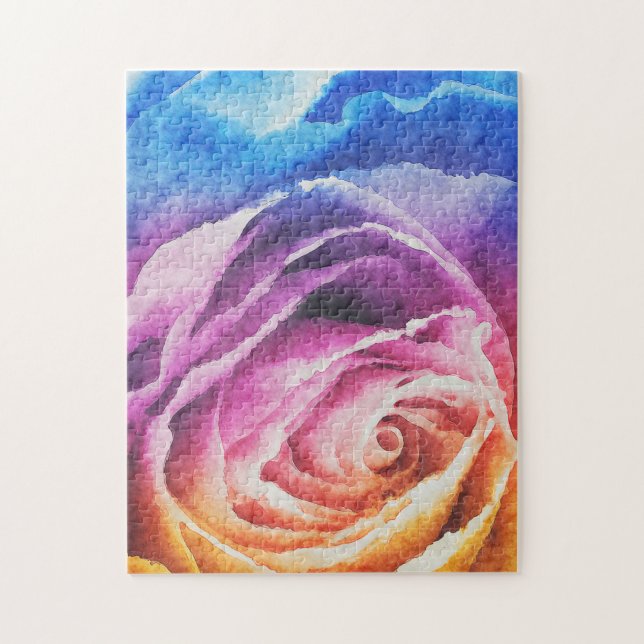 Watercolor-Regenbogen-Rose (Vertikal)
