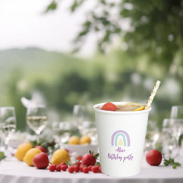 Watercolor Regenbogenblau lila gelb Geburtstag Pappbecher