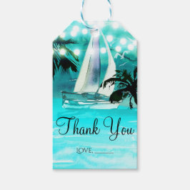 Watercolor Relief boat Palm Trees & String Lights Geschenkanhänger