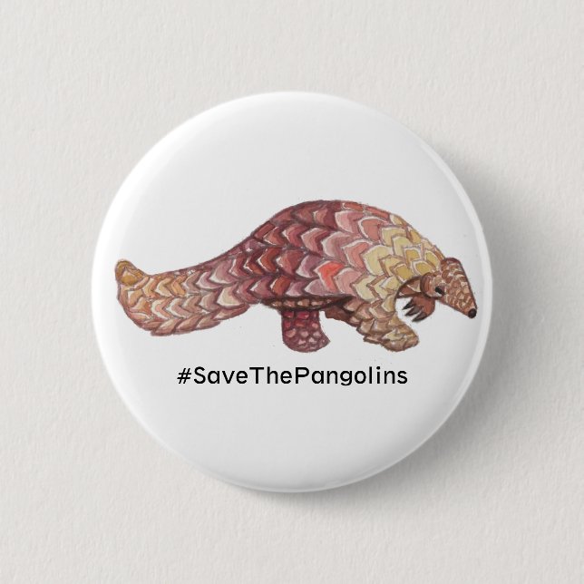 Watercolor retten den Pangolins Knopf Button (Vorderseite)