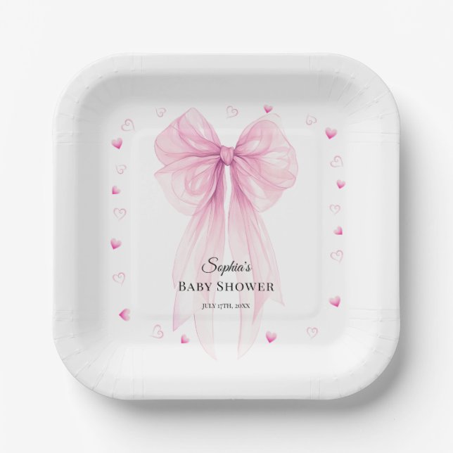 Watercolor Ribbon Coquette Party Tableware Pappteller (Vorderseite)
