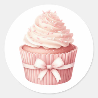 Watercolor-Rosa-Cupcake-Aufkleber – Cozy Winter Runder Aufkleber