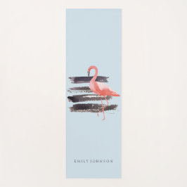 Watercolor-rosa Flamingo personalisiert Yogamatte