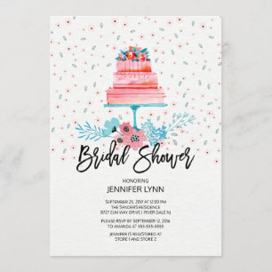 Watercolor-Rosa-Kuchen-Brautparty-Einladung Einladung