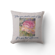 Watercolor-rosa Rosen-Liebe-Poesiethrow-Kissen