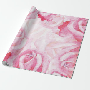 Watercolor-rosa Rosen und Geschenkpapier
