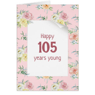 Watercolor Rose 105th Birthday Card