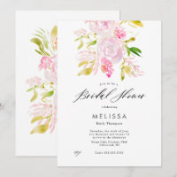 Watercolor Rose bouquet Douche nuptiale Invitation