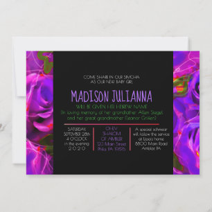 WATERCOLOR-ROSE NEON Juwish Baby Naming Einladung