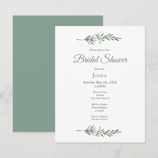 Watercolor Rosemary Einladung (Vorne/Hinten)