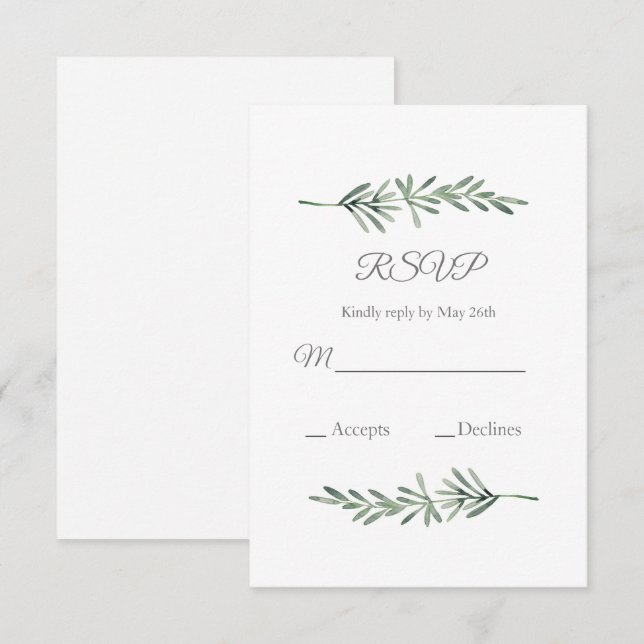 Watercolor Rosemary RSVP Karte (Vorne/Hinten)