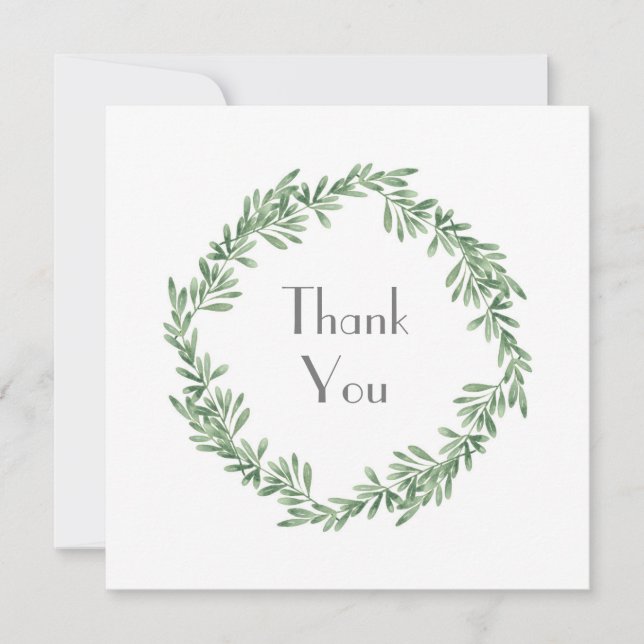 Watercolor Rosemary Wreath Dankeskarte (Vorderseite)