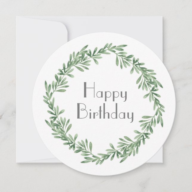 Watercolor Rosemary Wreath Karte (Vorderseite)