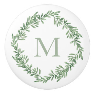 Watercolor Rosemary Wreath Keramikknauf
