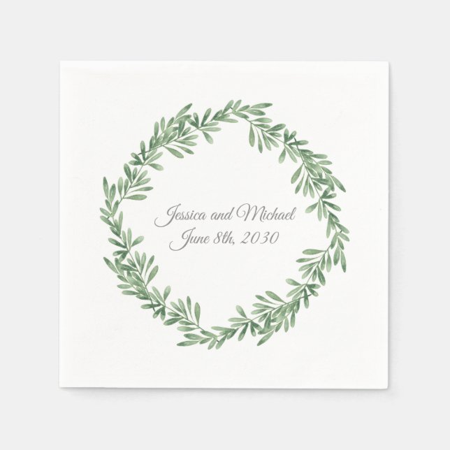 Watercolor Rosemary Wreath Serviette (Vorderseite)