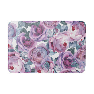 Watercolor-Rosen-Badmatten-BlumenWohngestaltung Badematte