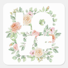 Watercolor Roses and Greeney LOVE Valentine's Day Quadratischer Aufkleber