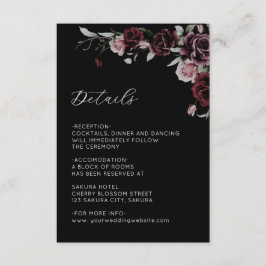 Watercolor Roses Black Floral Details Begleitkarte